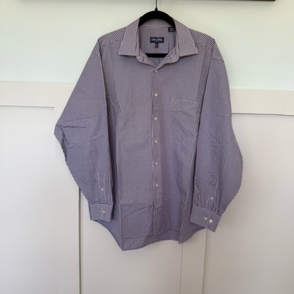 SEAN JOHN purple check long sleeve button front shirt men's XL 17 1/2 Office - Picture 1 of 8